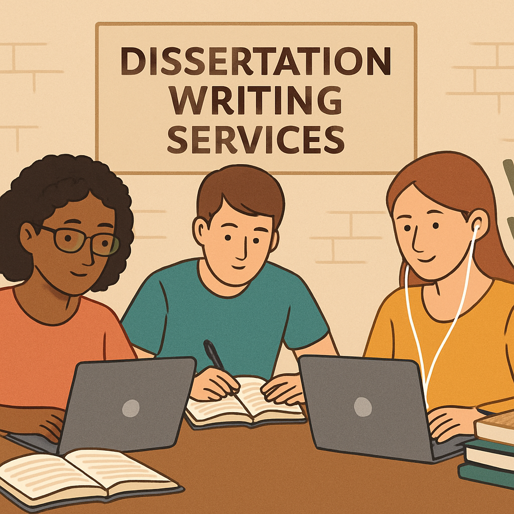 Students studying with the help of dissertation writing services