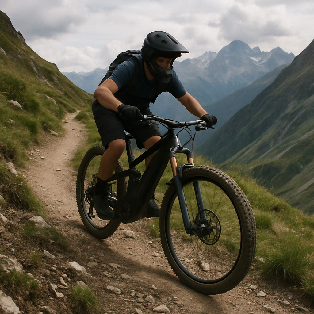 VTT électrique sur sentier montagneux