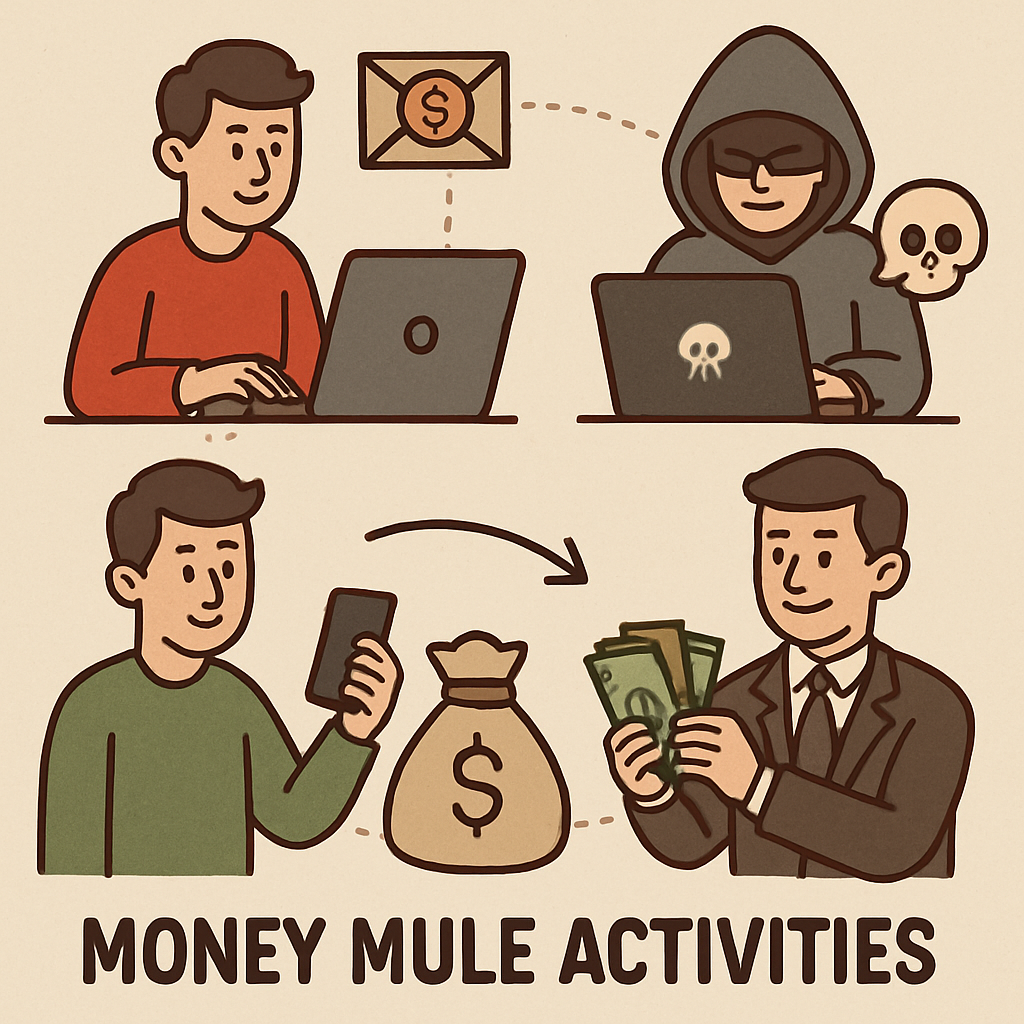 Illustration of money mule activities