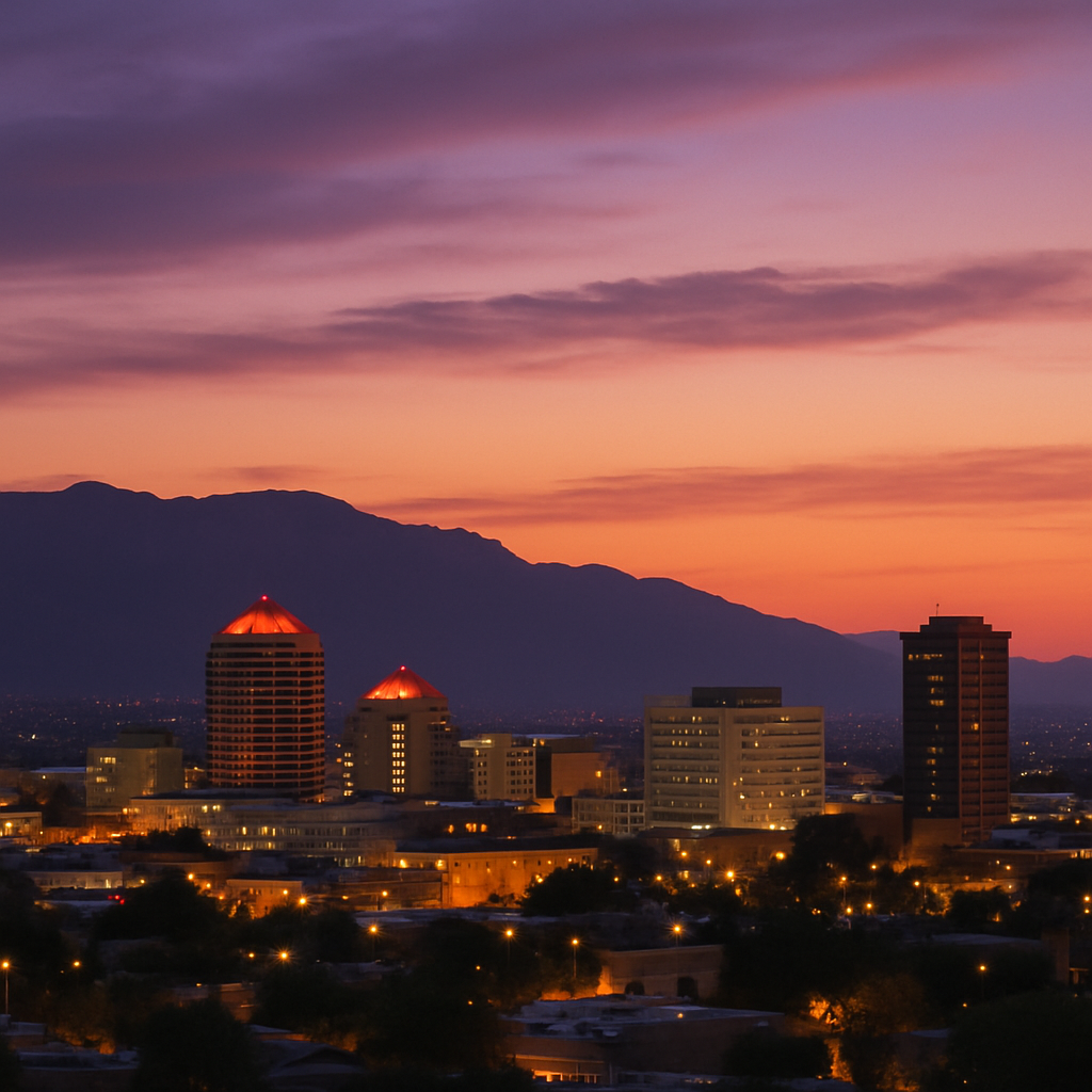 Albuquerque skyline at dusk