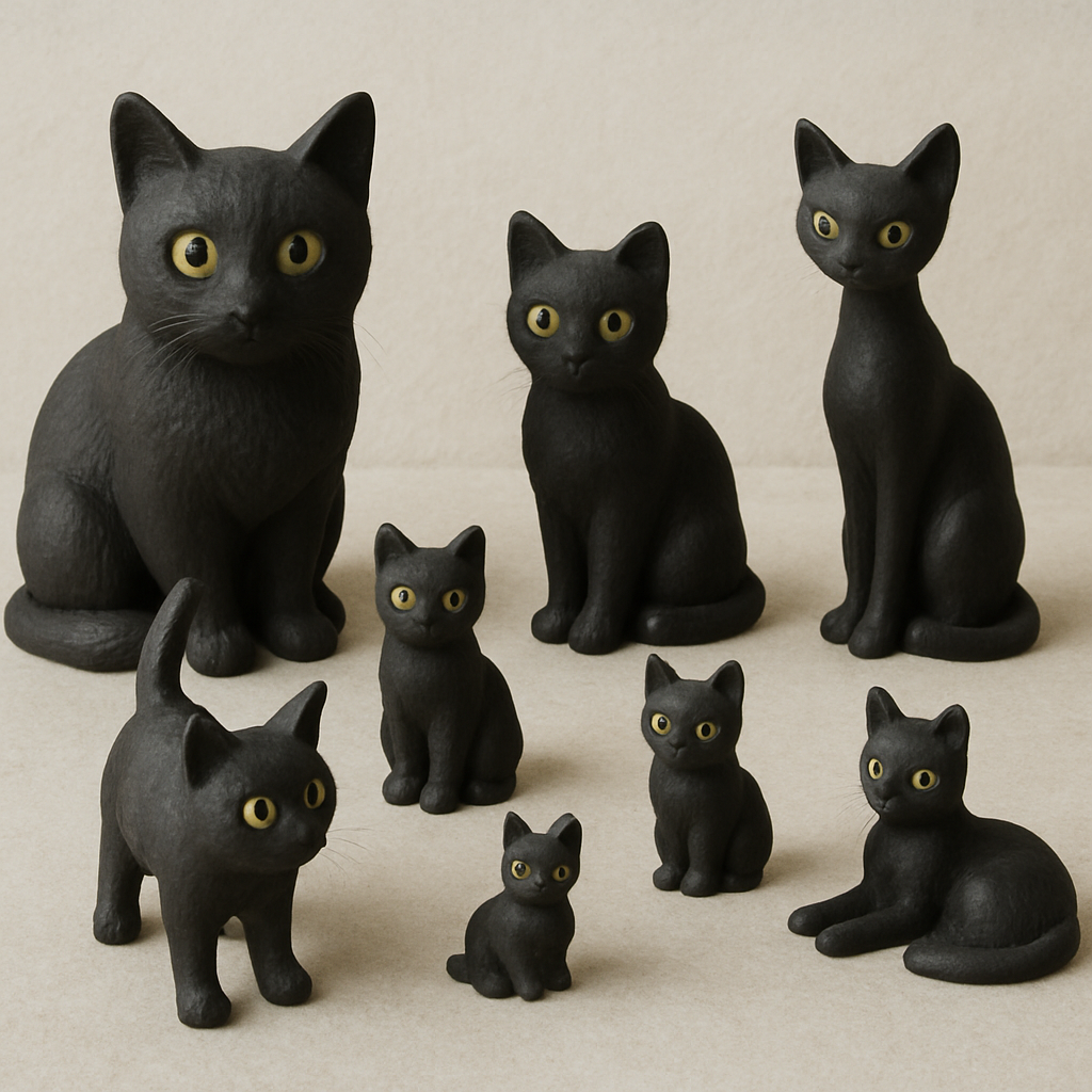 Black cat figurine collection