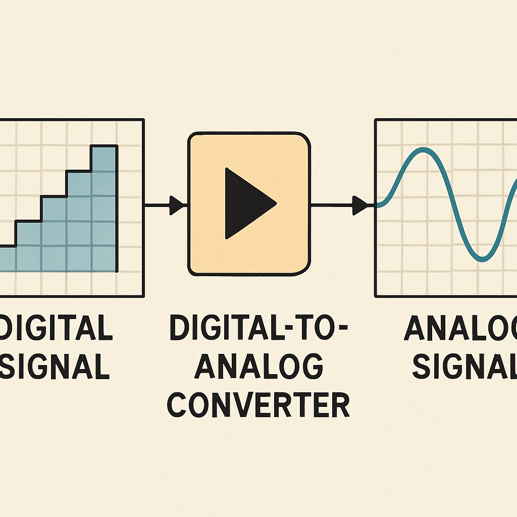 Illustration showing a digital-to-analog conversion process