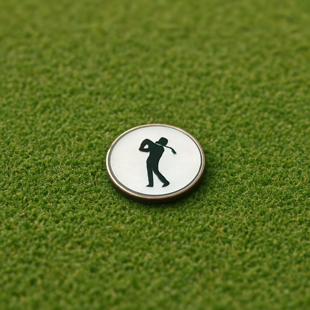 Golf ball marker on the green