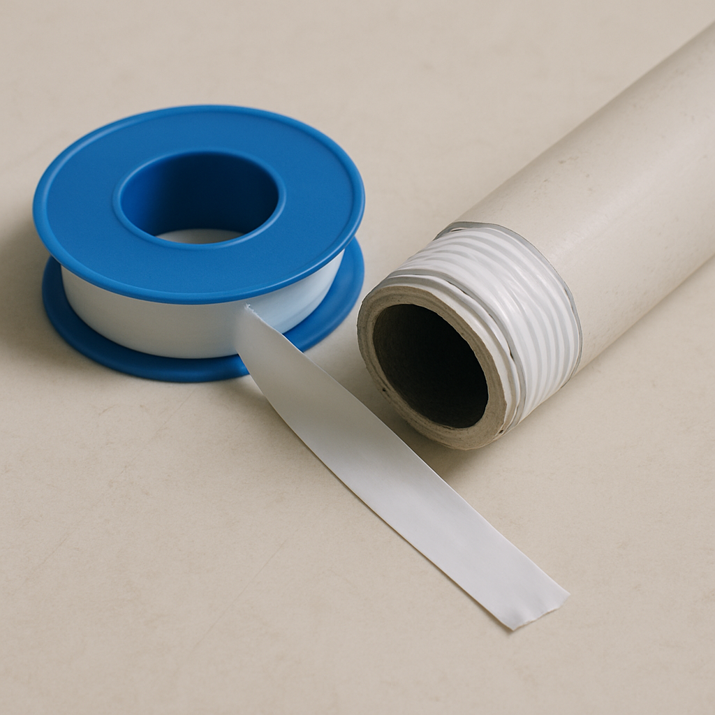 PTFE tape roll and PVC pipe