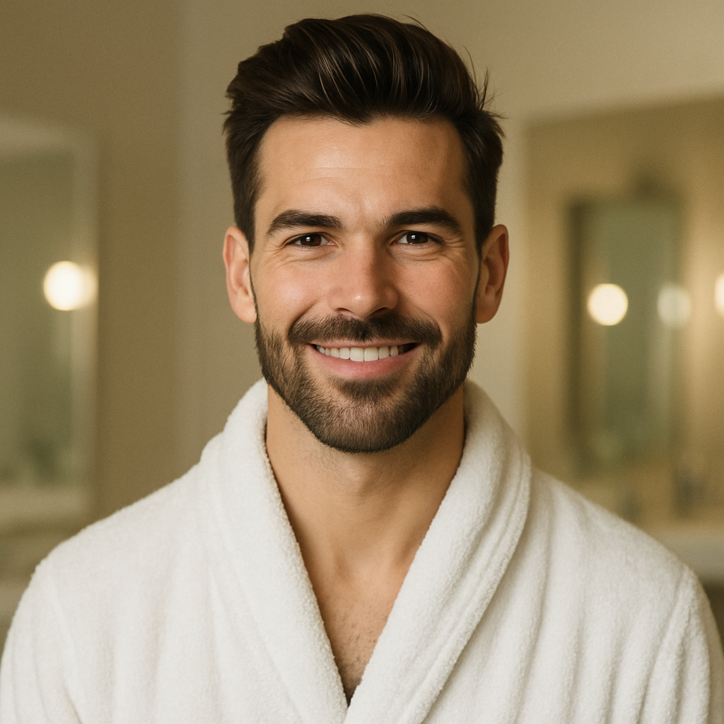 Confident man after grooming routine