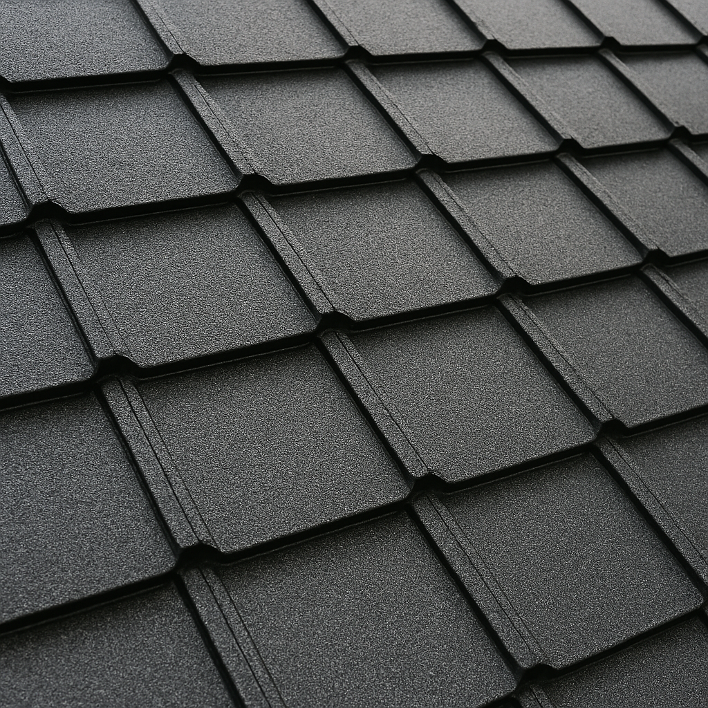 Steel shingle roof close-up