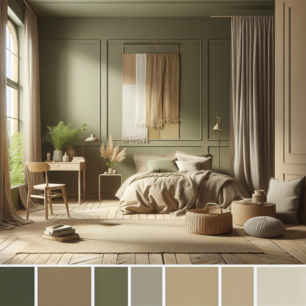 Rustic Olive and Sandy Beige