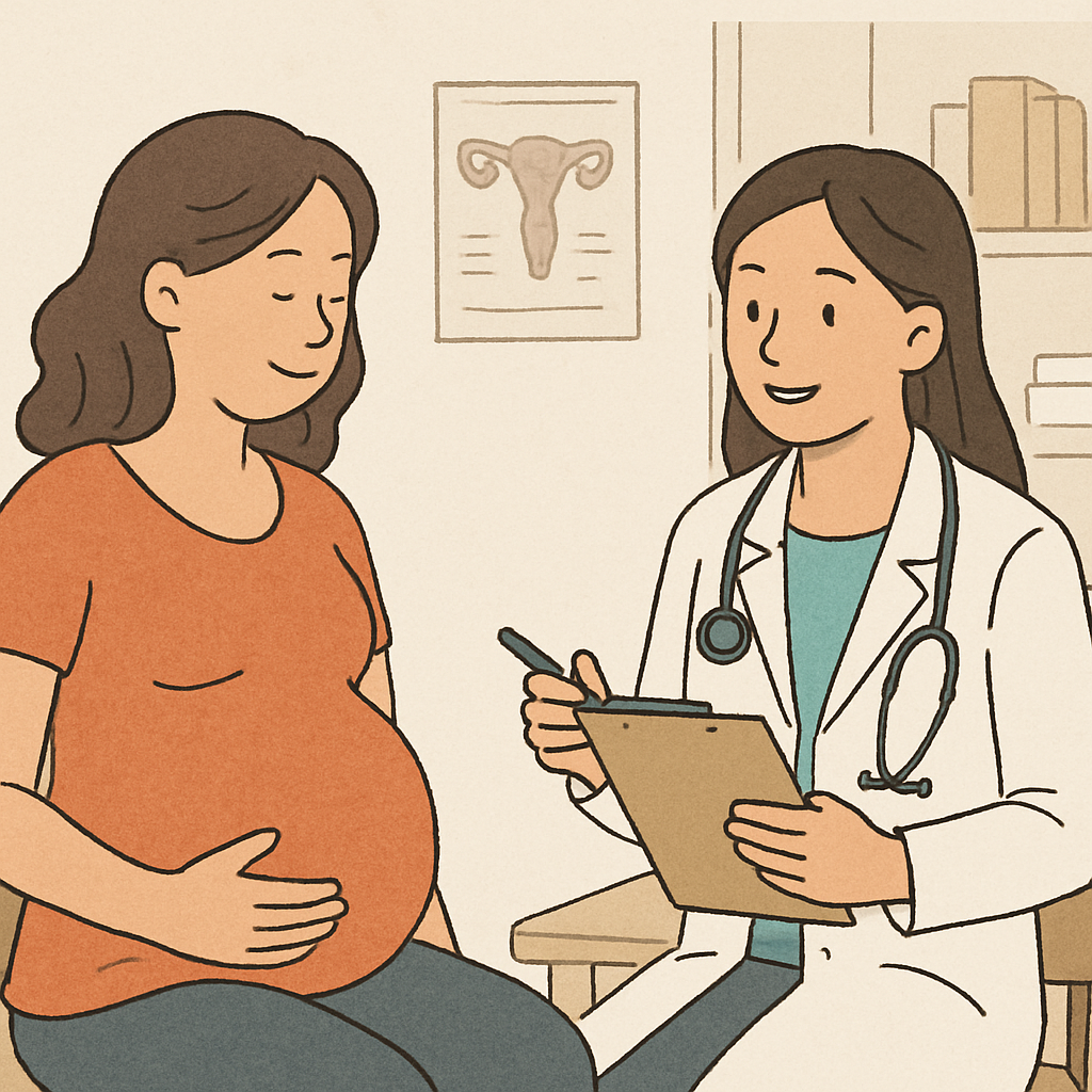 Pregnant woman consulting doctor