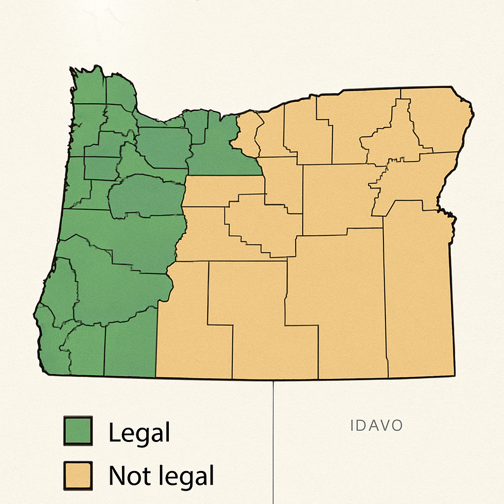 Oregon legalization map highlighting Measure 109