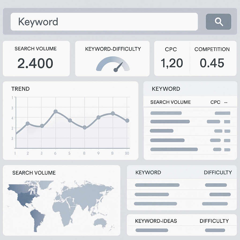 Keyword research dashboard
