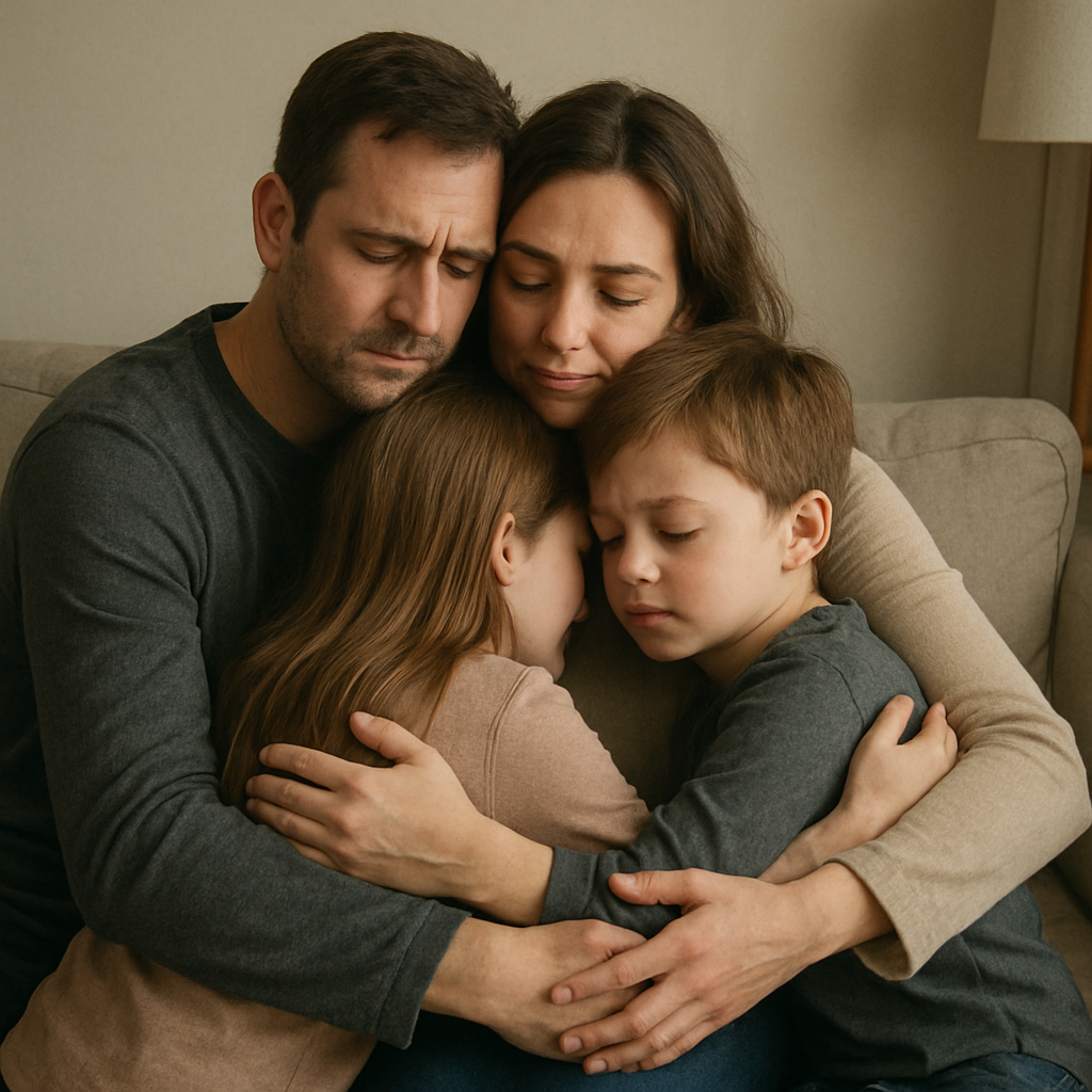 Family comforting each other