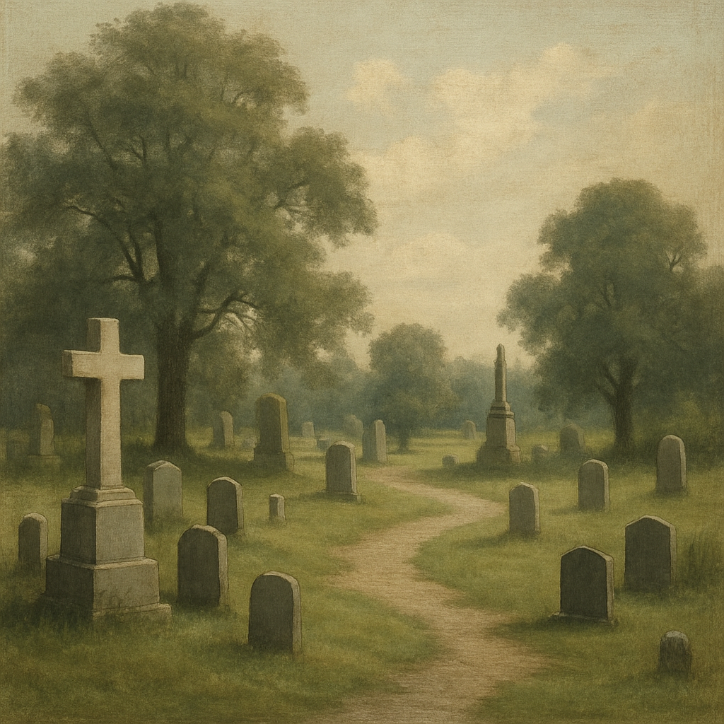 Serene cemetery landscape