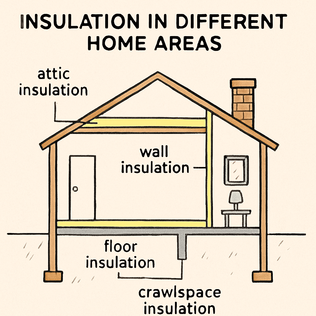 Schematic showing insulation in different home areas