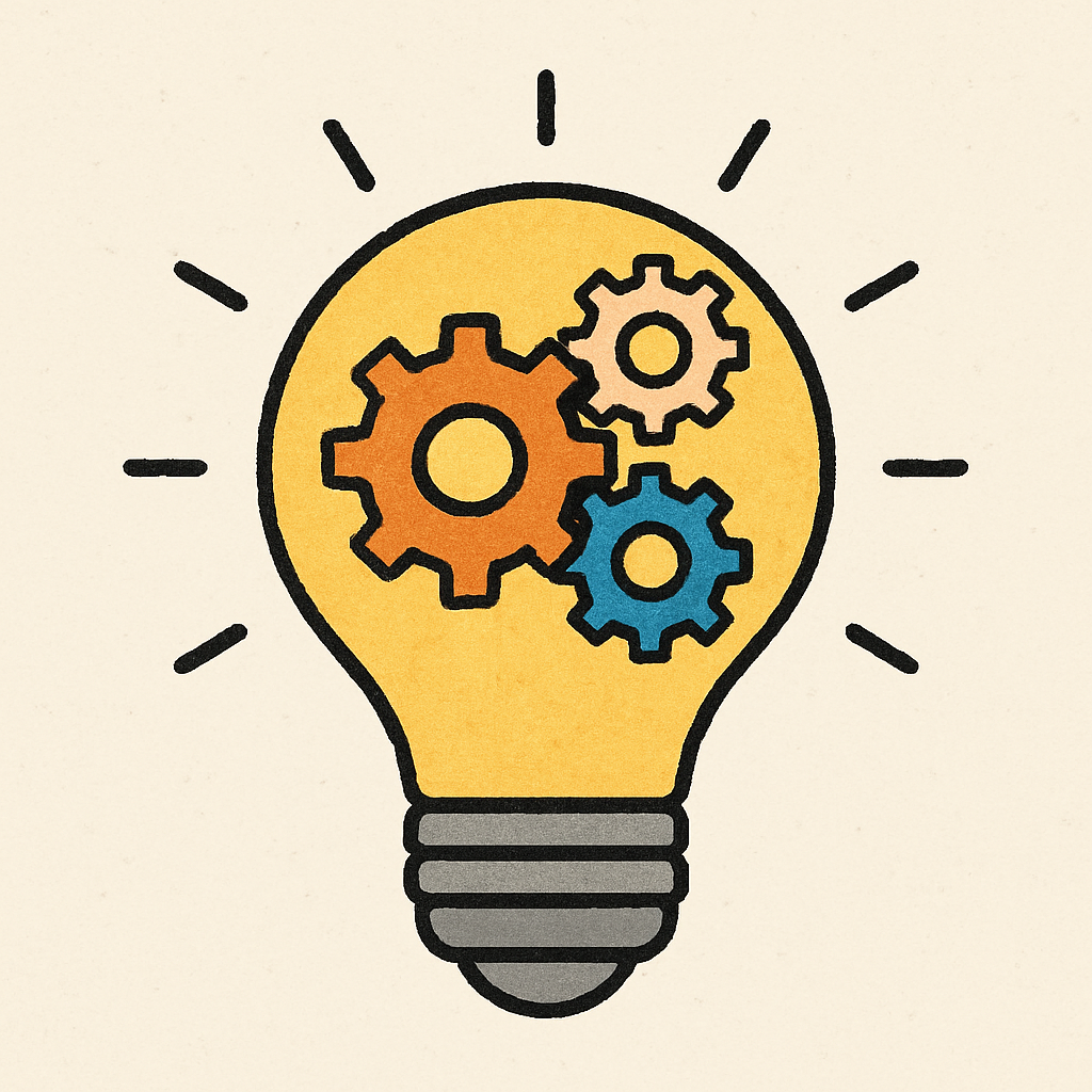 Light bulb with gears inside representing innovative thinking