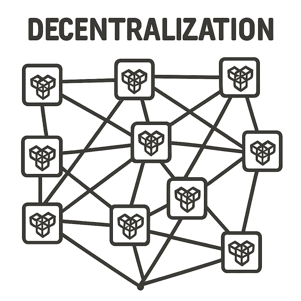 Blockchain network diagram illustrating decentralization