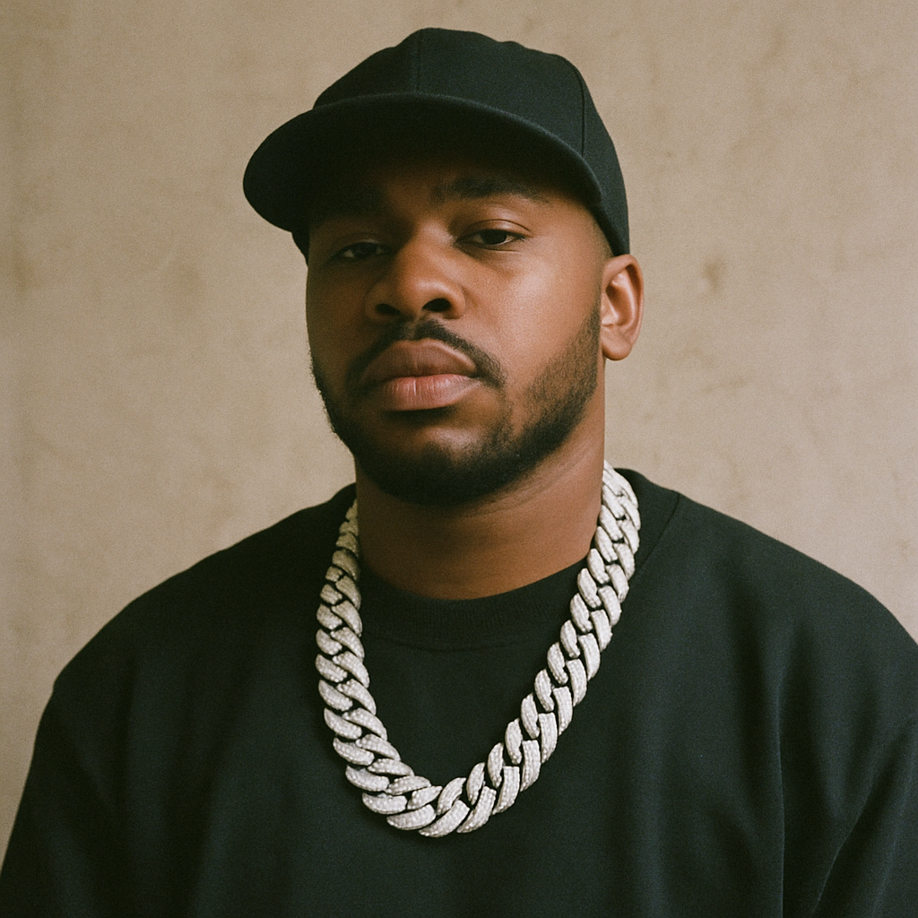 Hip-hop artist wearing a Cuban chain