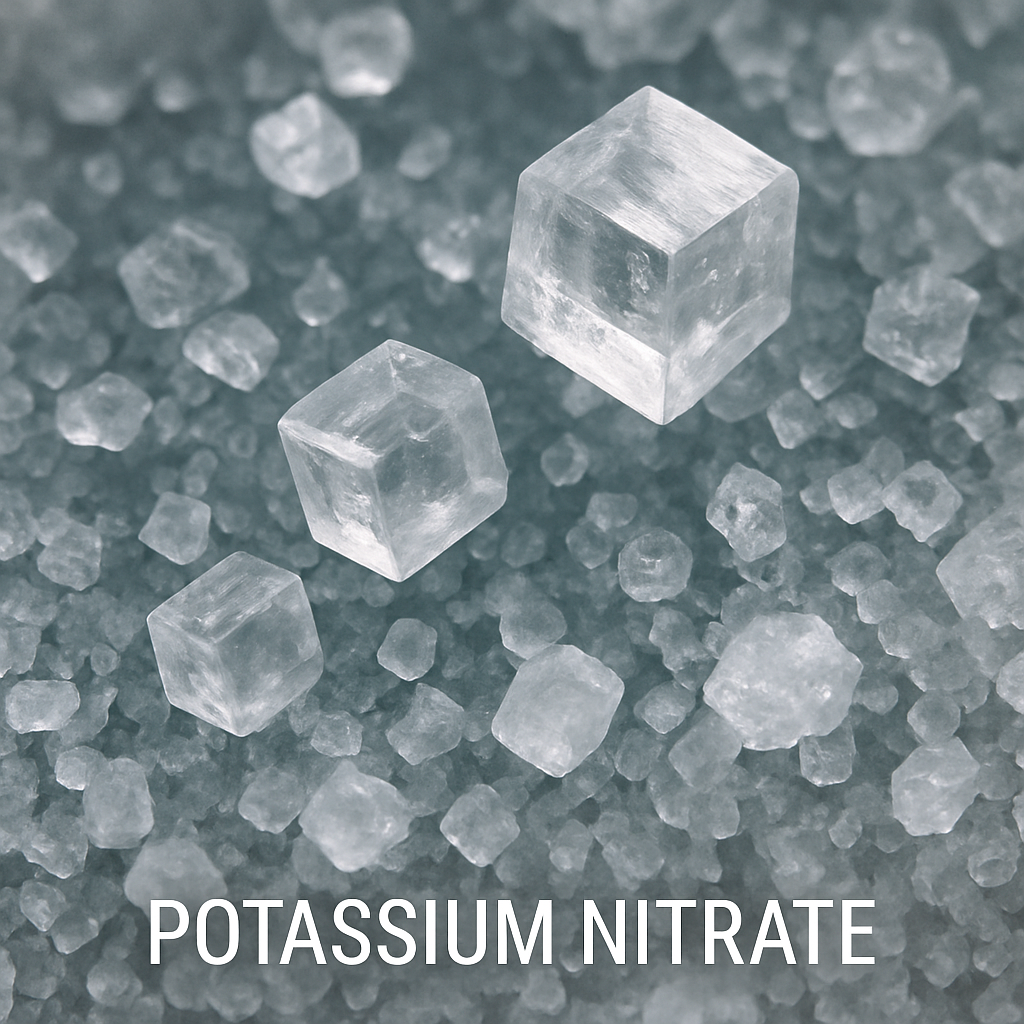 Potassium nitrate crystals
