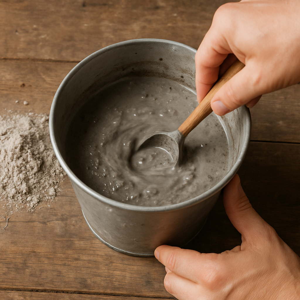 Mixing wood ash and water