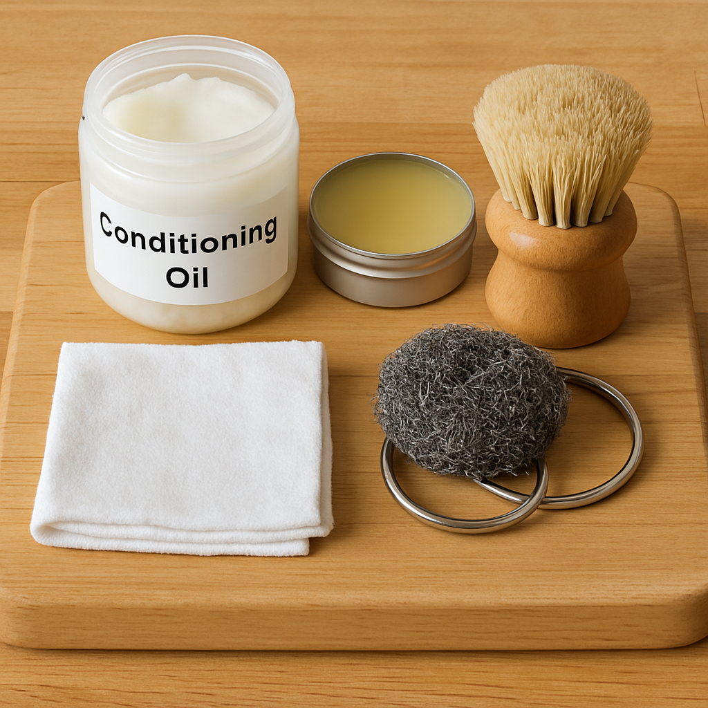 Wooden chopping board maintenance tools