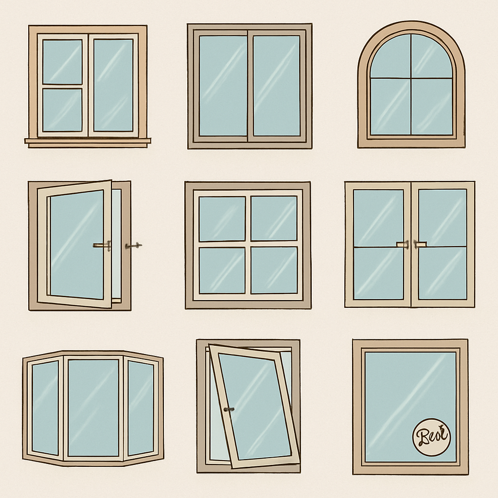 Various window styles and brands