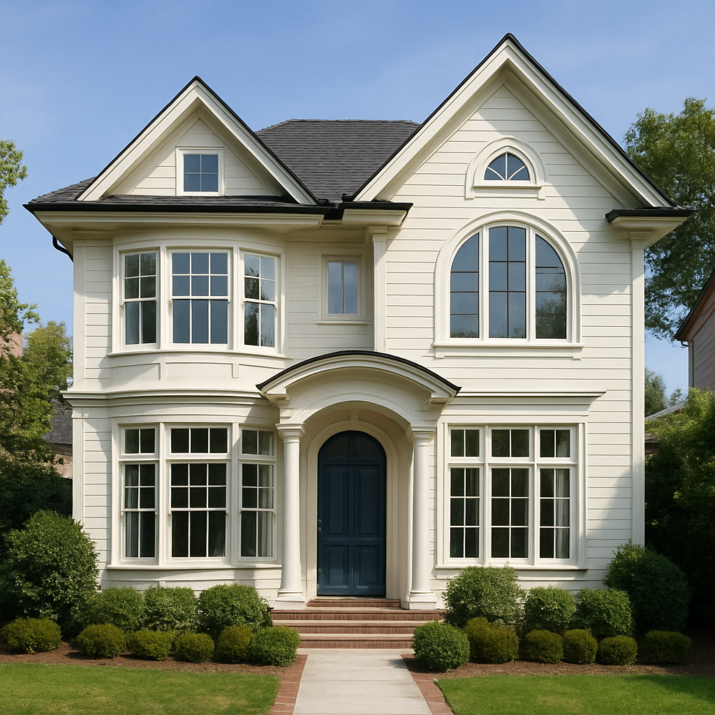 A beautiful house with stylish windows