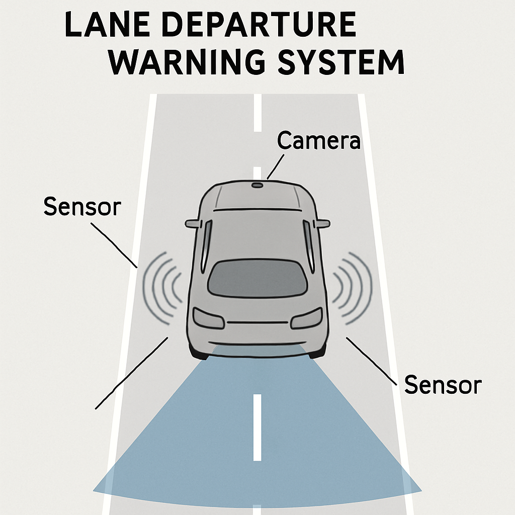 Diagram showing how lane departure warning systems utilize cameras and sensors