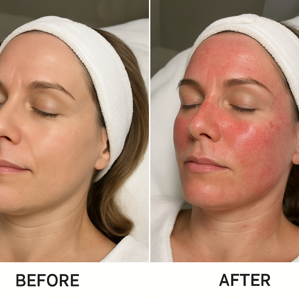 before and after microneedling face treatment