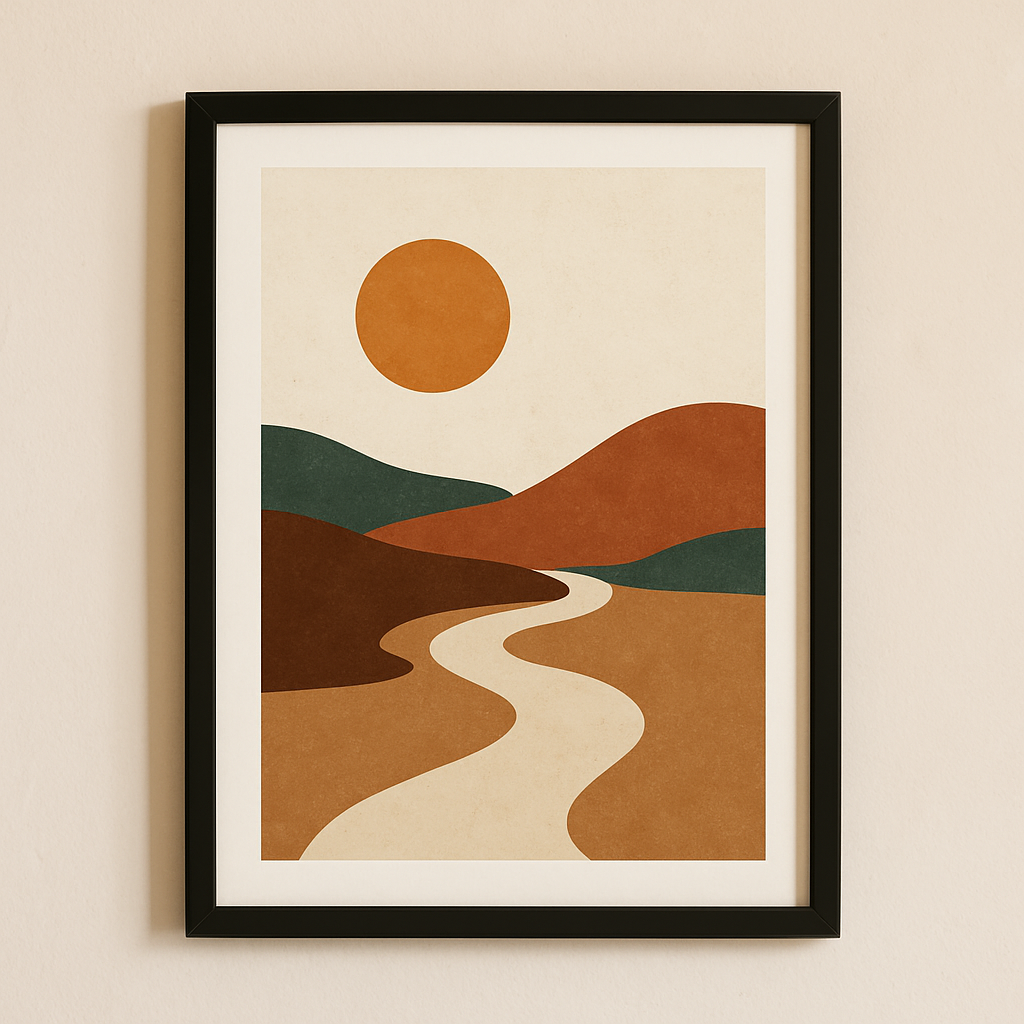 Framed poster artwork on wall