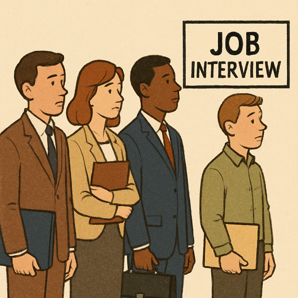 Job seekers in a queue