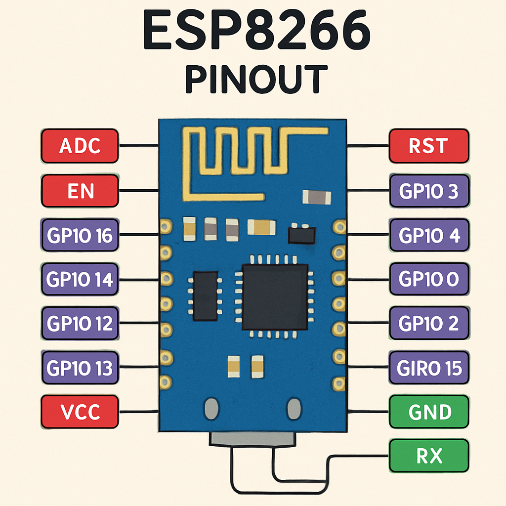 ESP8266 pinout diagram