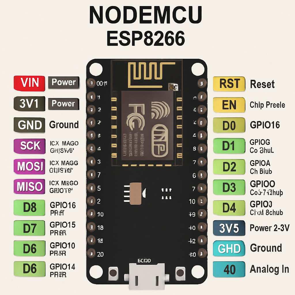 NodeMCU ESP8266 pinout diagram
