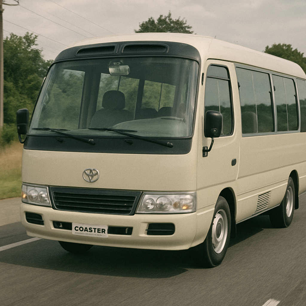 Toyota Coaster on the road