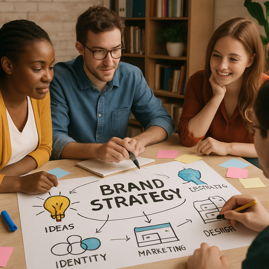 Creative team designing a brand strategy