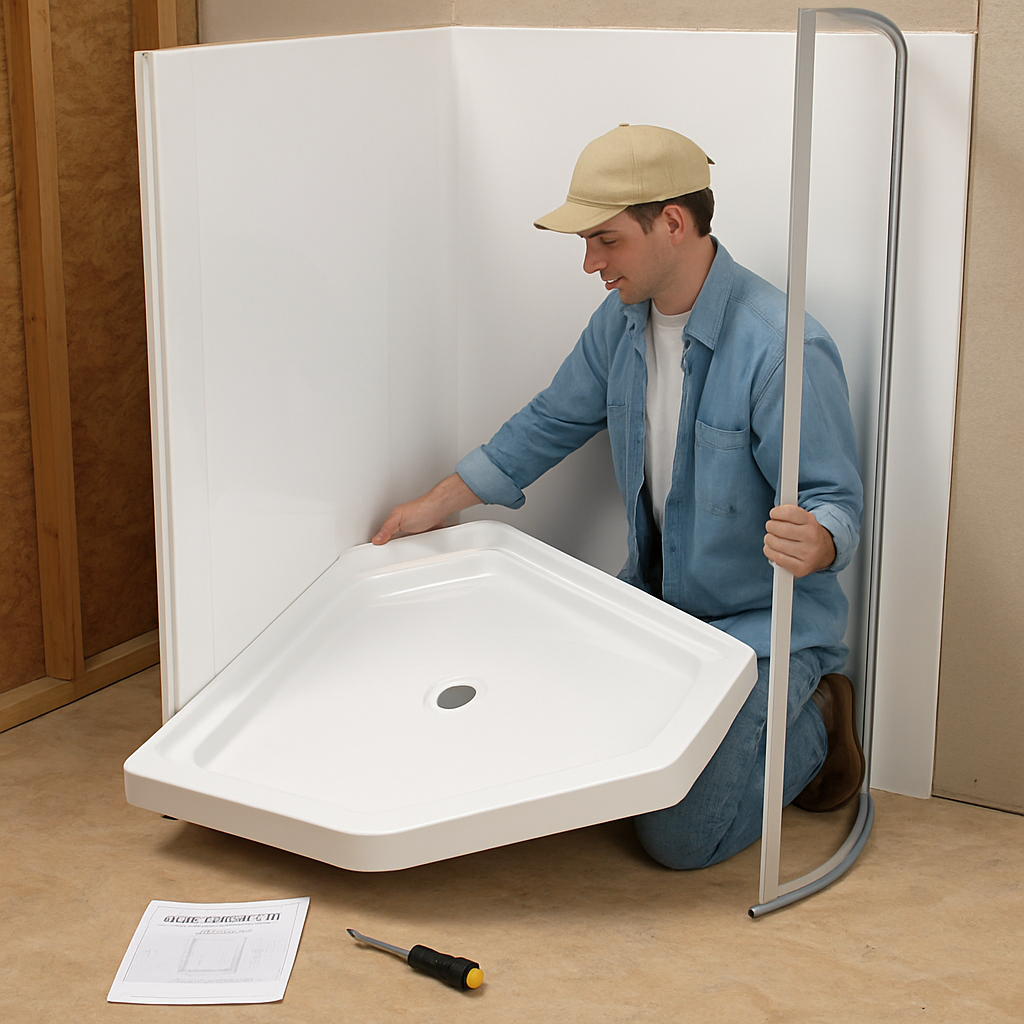 Installation of corner shower kit