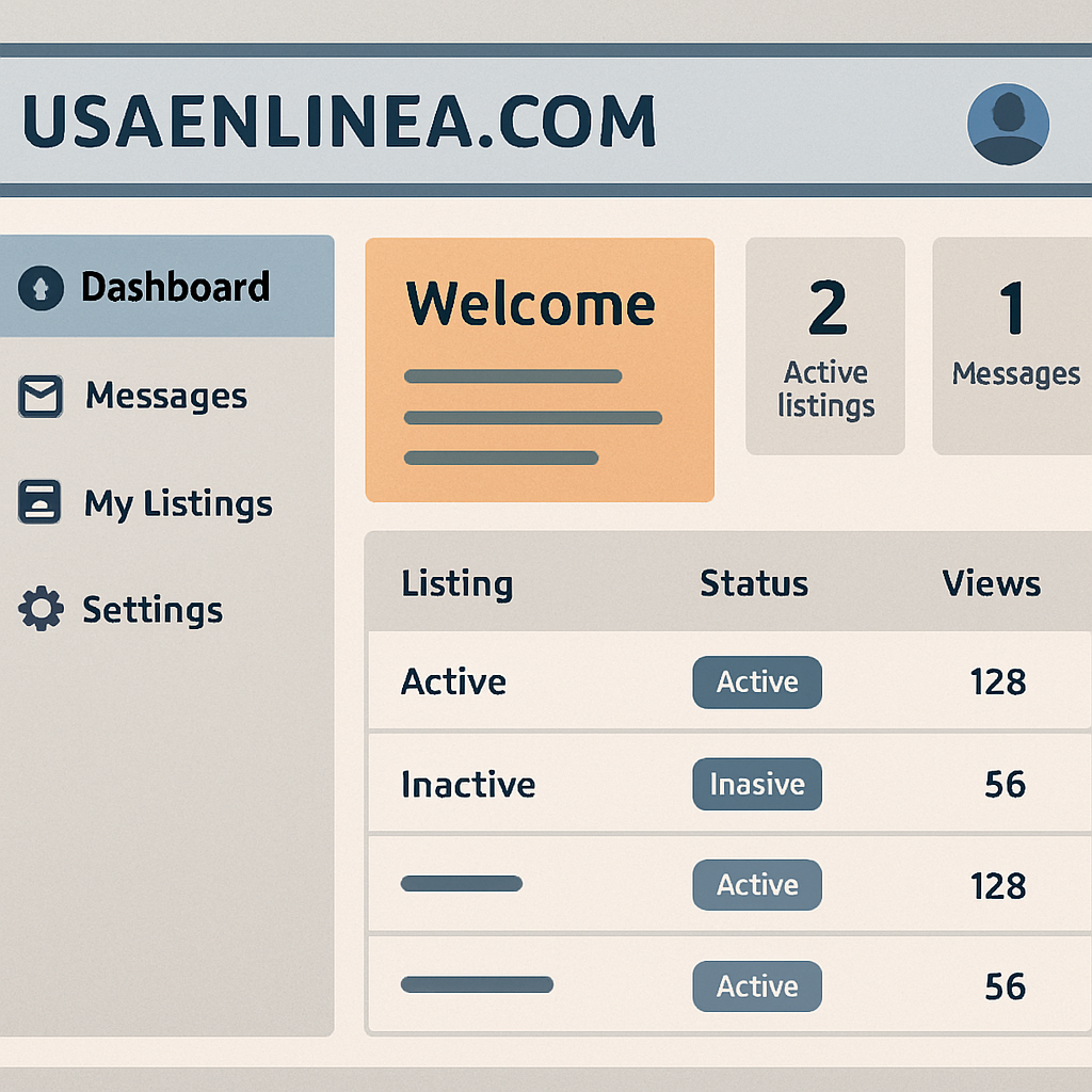 Illustration of Usaenlinea Com's user dashboard