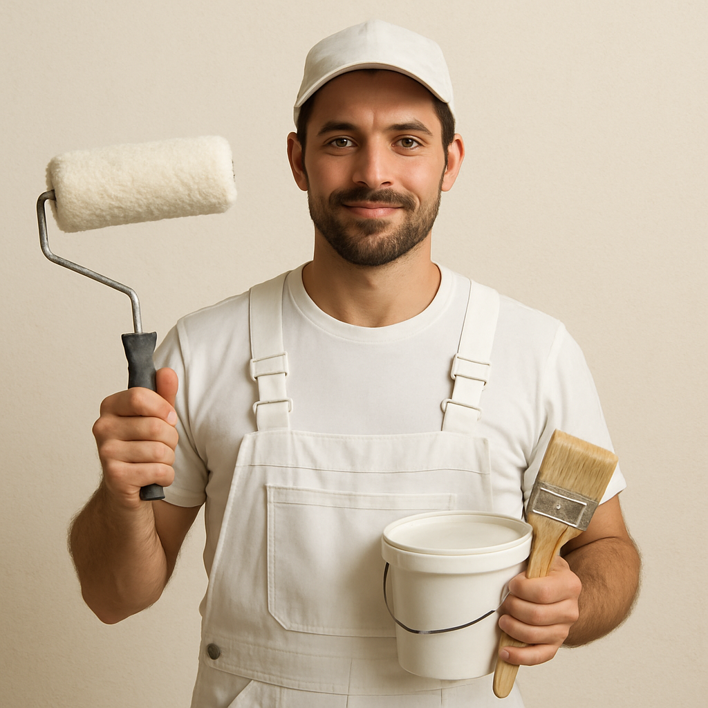 Professional painter with tools
