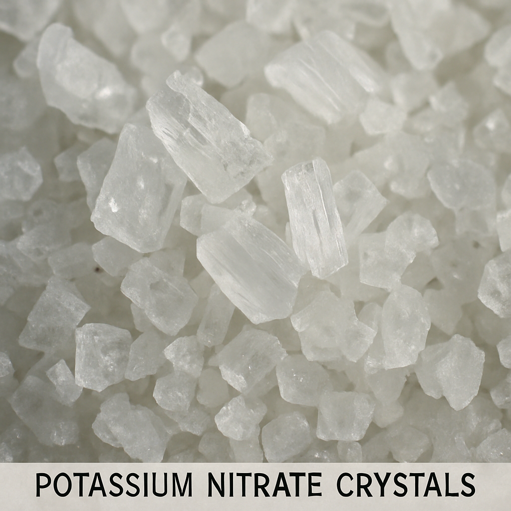 Potassium nitrate crystals