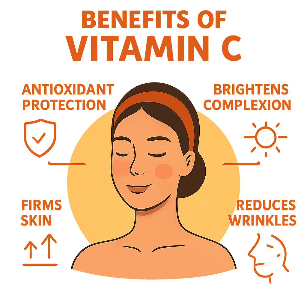 Graphic illustrating the benefits of Vitamin C for skin