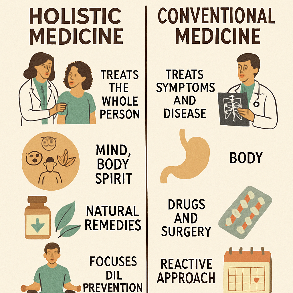 Comparison between holistic and conventional medicine