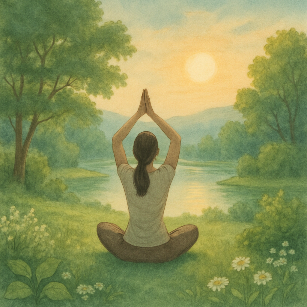 Serene nature scene promoting holistic health
