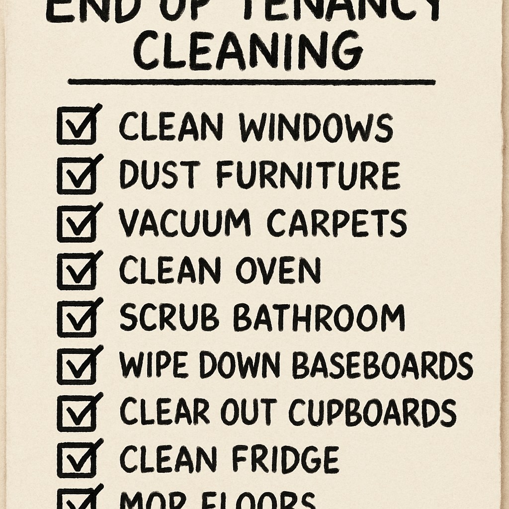 Checklist for end of tenancy cleaning