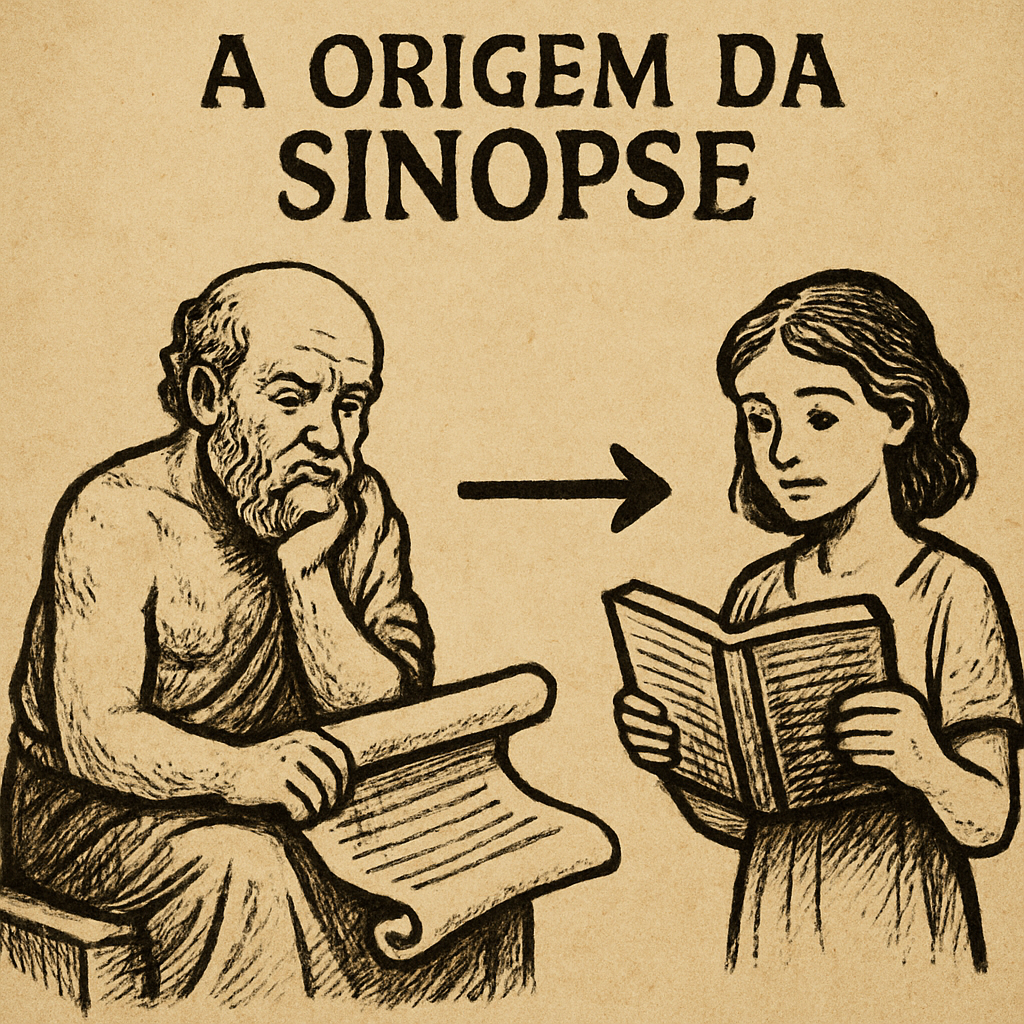 Ilustração sobre a origem da sinopse