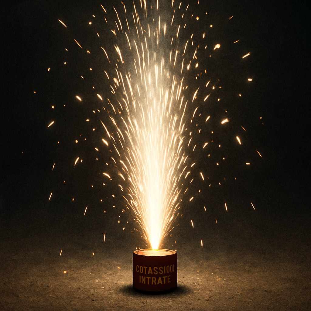 Pyrotechnic display using potassium nitrate