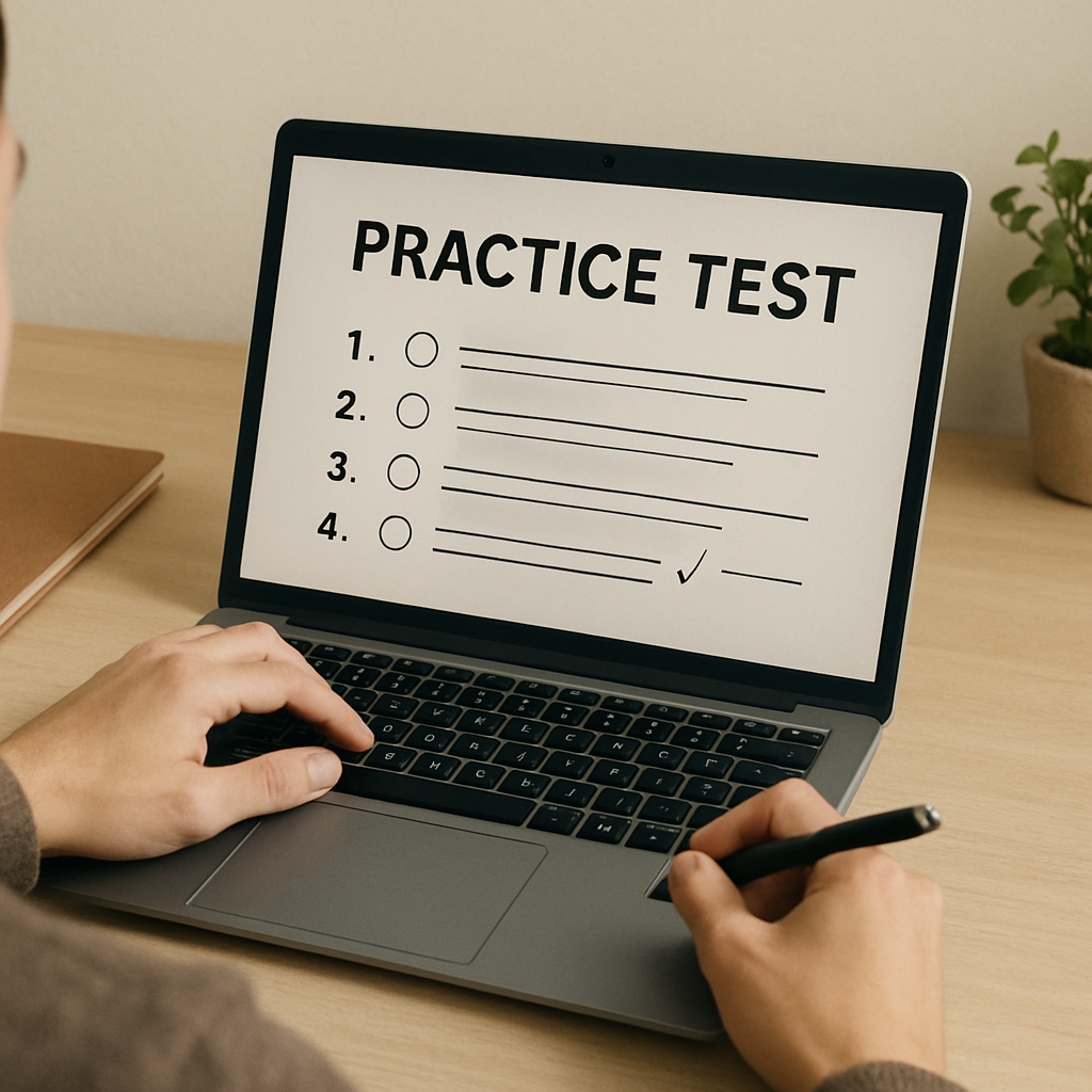 Person taking a practice test online