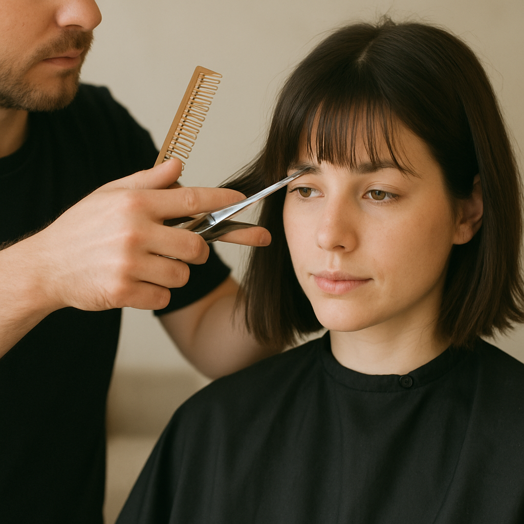 hairdresser cutting hair