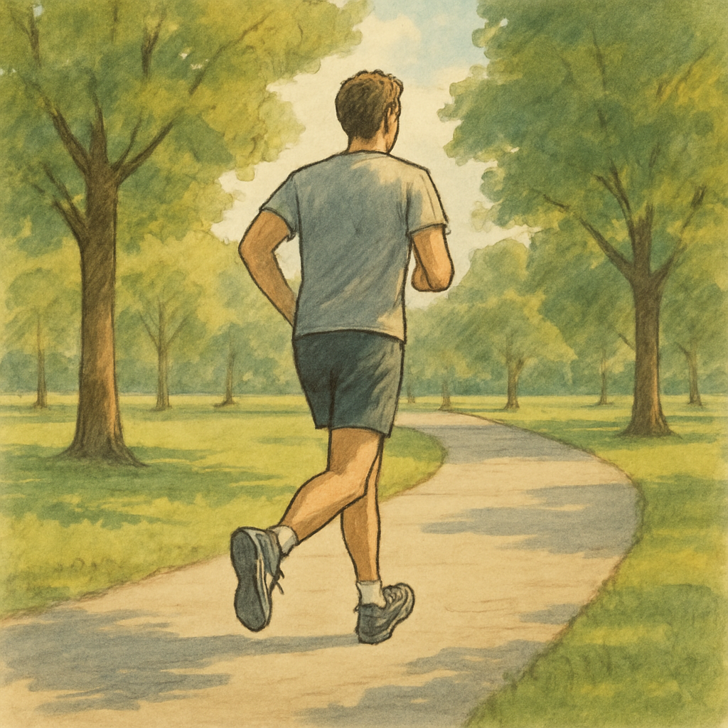 Person jogging in a park