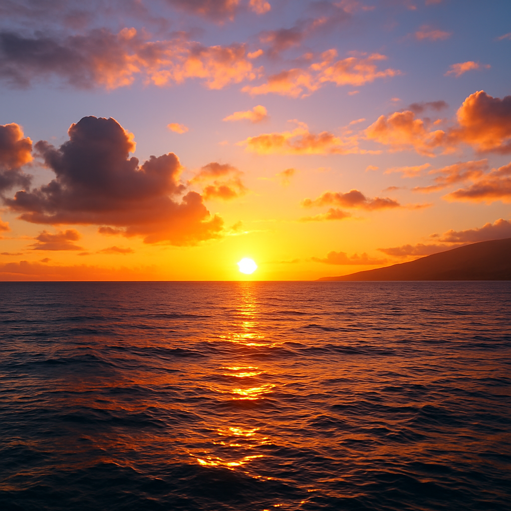 A stunning Maui sunrise over the ocean, ideal for starting a charter