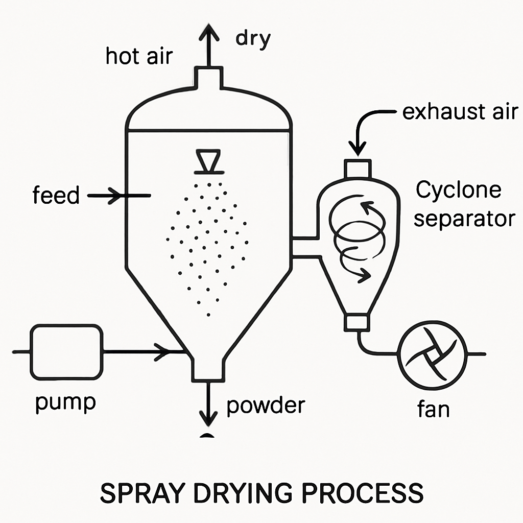 Diagram of spray drying process