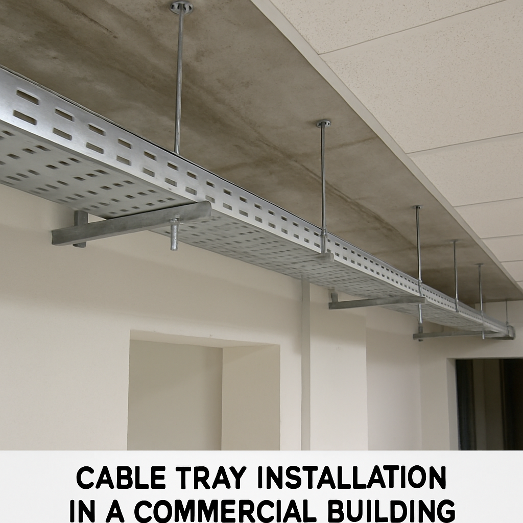 Cable tray installation in a commercial building