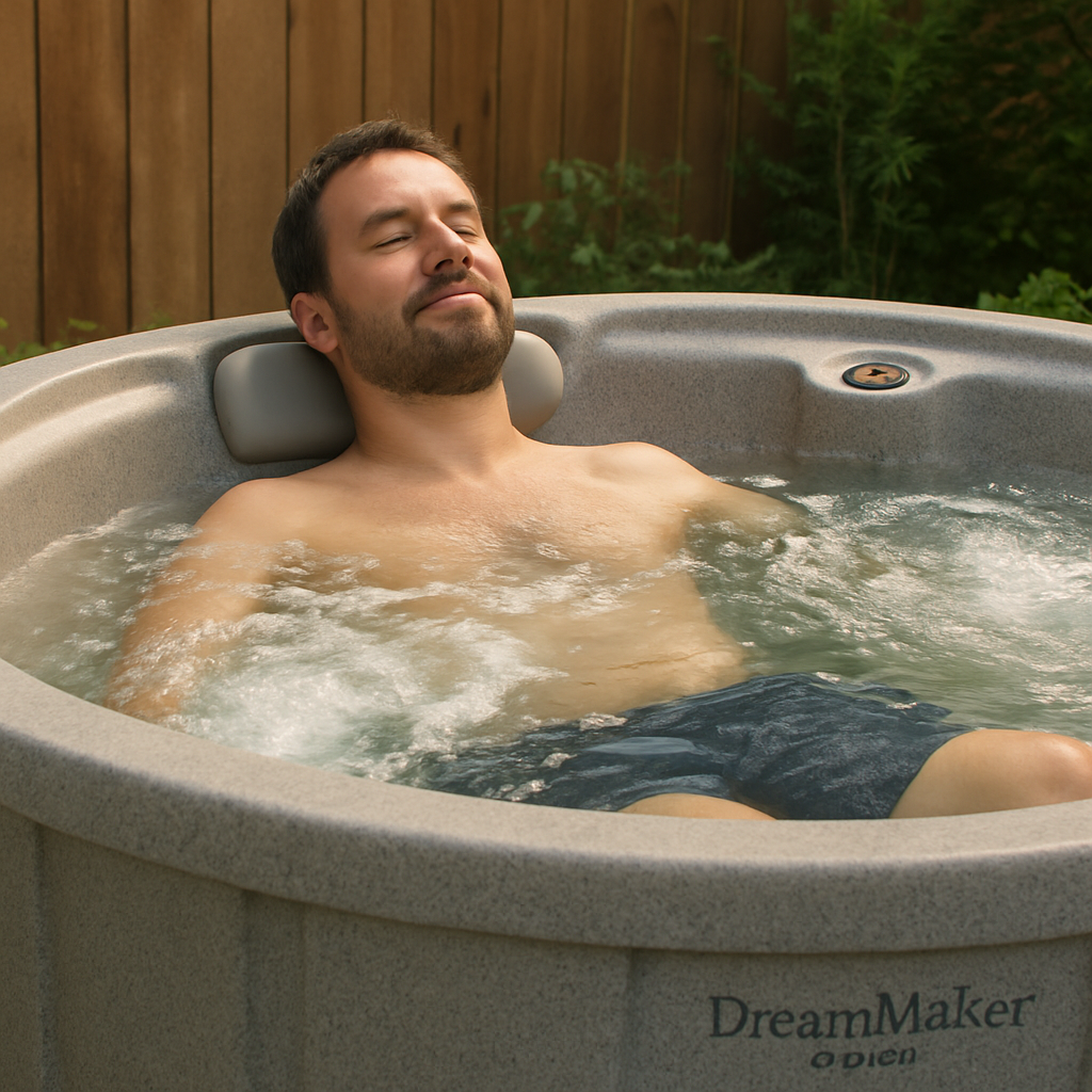 Relaxing in a DreamMaker Spa hot tub
